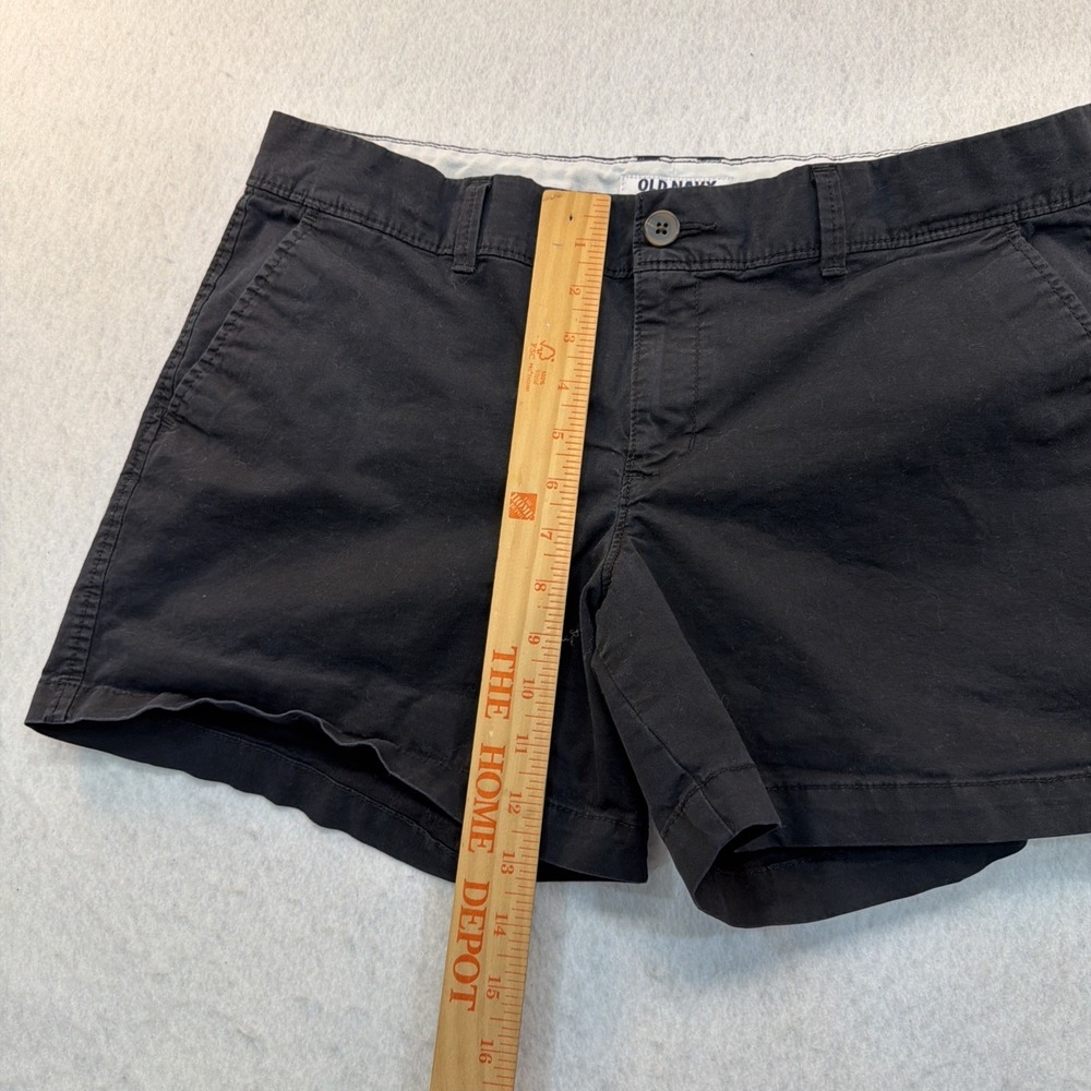Old Navy Black Shorts Women Sz 12 Regular Cotton Stretch Chino 5" Inseam Casual - Picture 6 of 16